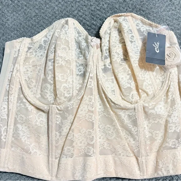 Elila 6620 Lace Strapless Longline Underwire Bra Detachable Straps Size 46 G NWT - Picture 2 of 6